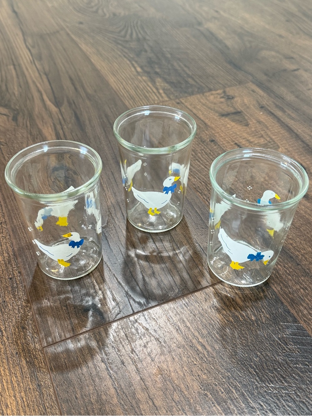 Vintage Goose Duck Juice Glasses Set of 3 4 Inch Farmhouse Cottage